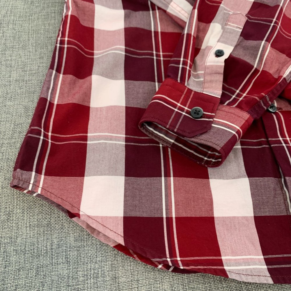 Men's Express Plaid Extra Slim Button Down Shirt Long Sleeve Small 100% Cotton - Picture 4 of 11